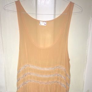 Intimately Free People Slip Orange and White Lace